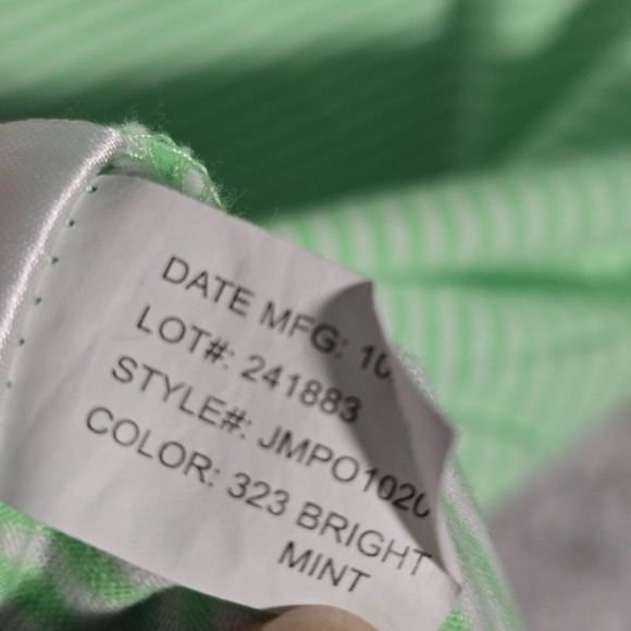 Johnnie O Men Cotton Striped Polo Shirt Size Large Green Golf Office Casual - Picture 6 of 10